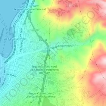 Mapa topográfico Feo di Vito, altitude, relevo