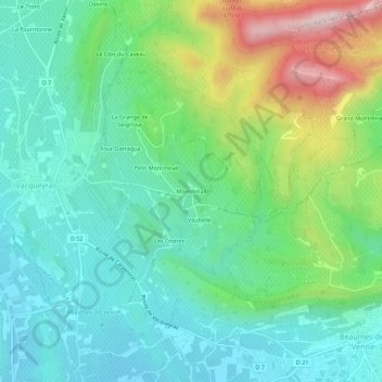 Mapa topográfico Montmirail, altitude, relevo