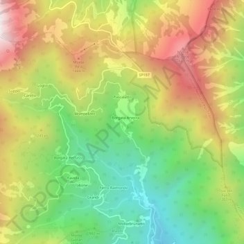 Mapa topográfico Acquarossa, altitude, relevo