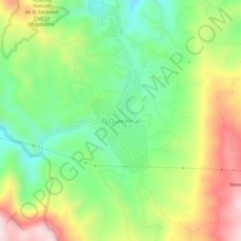Mapa topográfico El Queremal, altitude, relevo