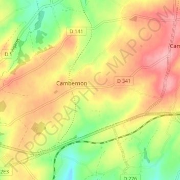 Mapa topográfico Isigny, altitude, relevo