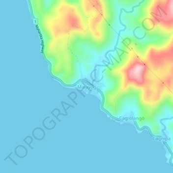 Mapa topográfico Malayog, altitude, relevo