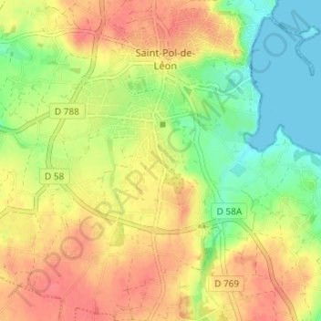 Mapa topográfico Lanvalou, altitude, relevo