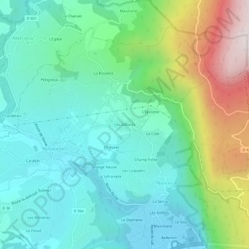 Mapa topográfico Les Giffards, altitude, relevo