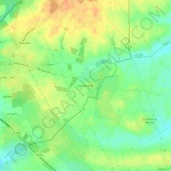 Mapa topográfico Les Handeux, altitude, relevo
