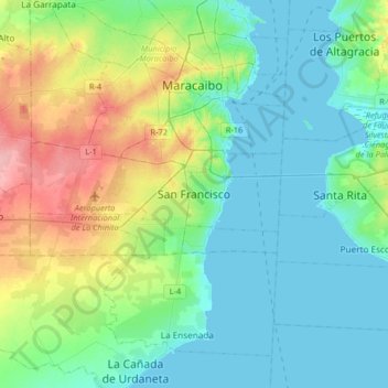 Mapa topográfico San Francisco, altitude, relevo
