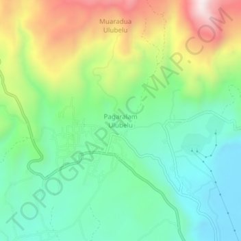 Mapa topográfico Pagaralam Ulubelu, altitude, relevo