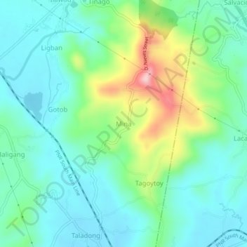 Mapa topográfico Mina, altitude, relevo