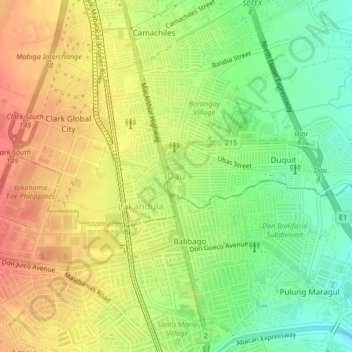 Mapa topográfico Dau, altitude, relevo