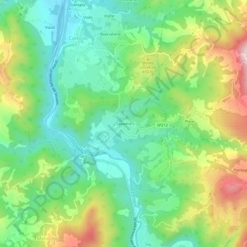 Mapa topográfico Saquana, altitude, relevo