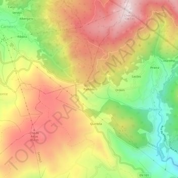 Mapa topográfico Padrões, altitude, relevo