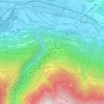 Mapa topográfico Piateda Alta, altitude, relevo