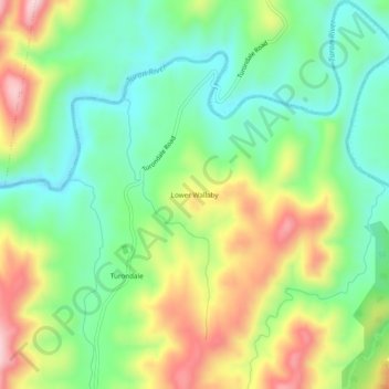 Mapa topográfico Lower Wallaby, altitude, relevo
