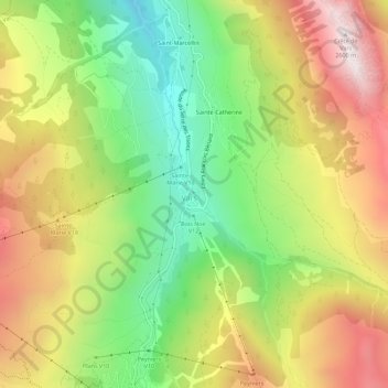 Mapa topográfico Sainte-Marie, altitude, relevo