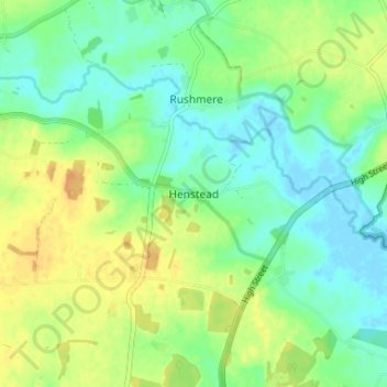 Mapa topográfico Henstead, altitude, relevo