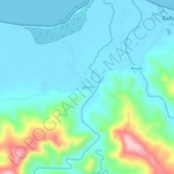 Mapa topográfico Lis Lis, altitude, relevo