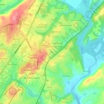 Mapa topográfico Rio, altitude, relevo