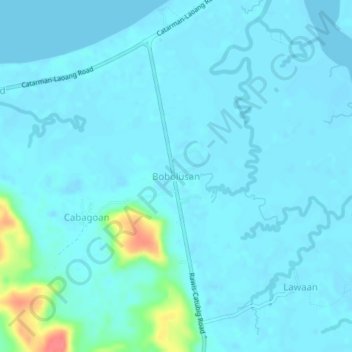 Mapa topográfico Bobolusan, altitude, relevo