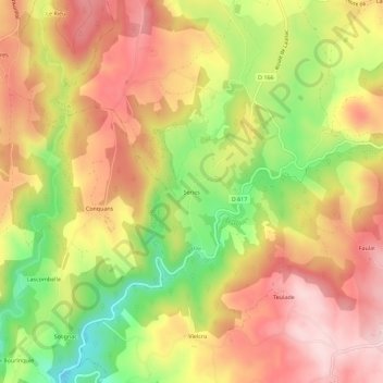 Mapa topográfico Series, altitude, relevo