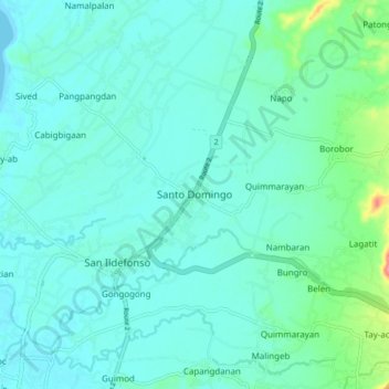 Mapa topográfico Santo Domingo, altitude, relevo