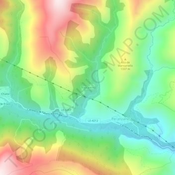 Mapa topográfico Trascastro, altitude, relevo