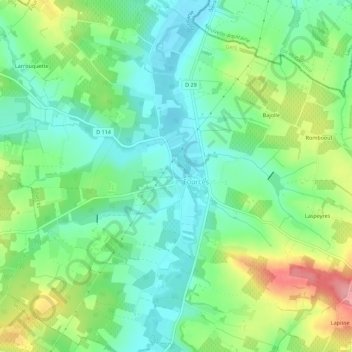 Mapa topográfico La Tournepique, altitude, relevo