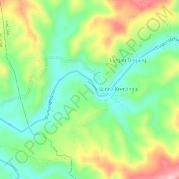 Mapa topográfico Bukit Tinggi, altitude, relevo