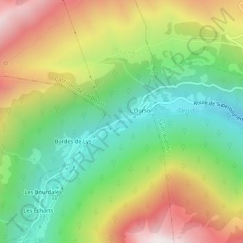 Mapa topográfico Vallée du Lys, altitude, relevo