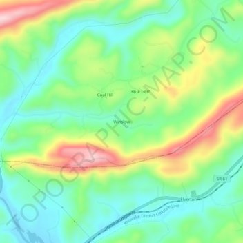 Mapa topográfico Winslow, altitude, relevo