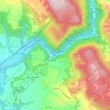 Mapa topográfico Stifone, altitude, relevo