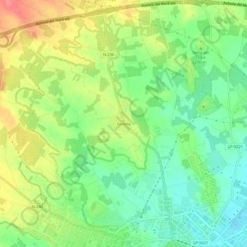 Mapa topográfico Gualda, altitude, relevo