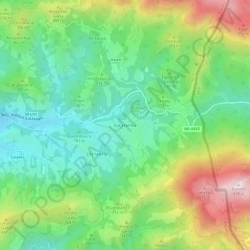 Mapa topográfico Garaitarreta, altitude, relevo