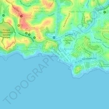 Mapa topográfico OCA Drones HP Rio Vermelho, altitude, relevo