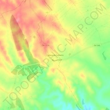 Mapa topográfico Cabeça de Carneiro, altitude, relevo