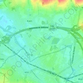Mapa topográfico Tombe, altitude, relevo