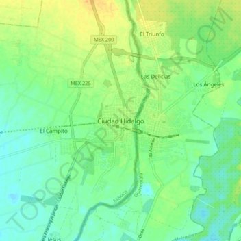 Mapa topográfico Ciudad Hidalgo, altitude, relevo