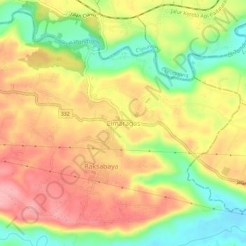 Mapa topográfico Cimaragas, altitude, relevo