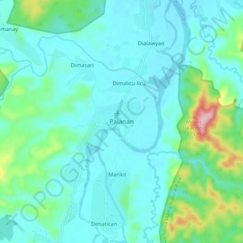 Mapa topográfico Palanan, altitude, relevo