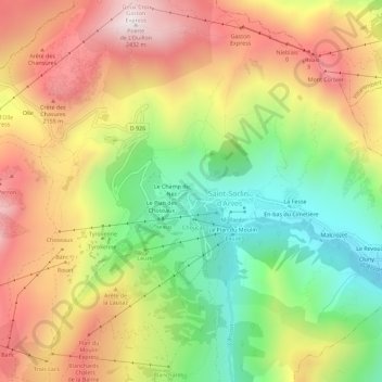 Mapa topográfico Pierre Aigue, altitude, relevo