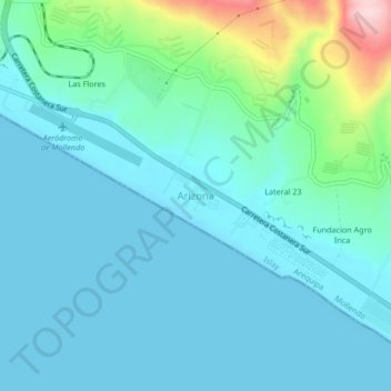 Mapa topográfico Arizona, altitude, relevo