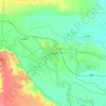 Mapa topográfico Falluja, altitude, relevo