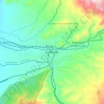 Mapa topográfico Cumandá, altitude, relevo