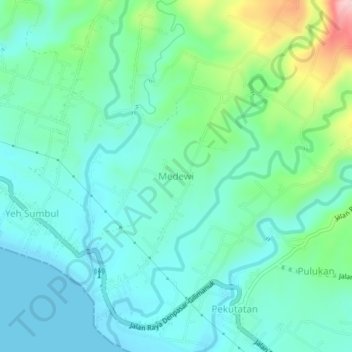 Mapa topográfico Medewi, altitude, relevo