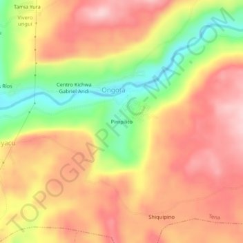 Mapa topográfico Pimpilito, altitude, relevo