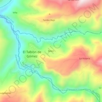 Mapa topográfico Belen, altitude, relevo