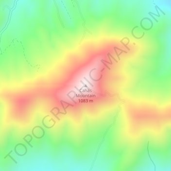 Mapa topográfico Cahas Mountain, altitude, relevo