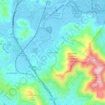 Mapa topográfico Santa Venetia, altitude, relevo