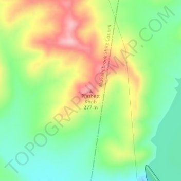 Mapa topográfico Plashett Knob, altitude, relevo