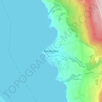 Mapa topográfico Naramata, altitude, relevo