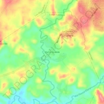 Mapa topográfico Martin Grande, altitude, relevo